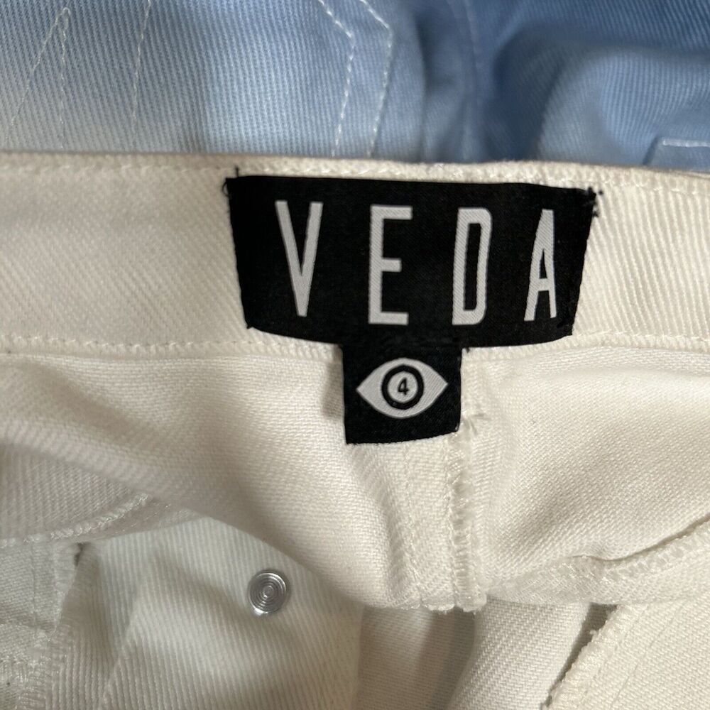 VEDA Colorblock Eclipse Jeans Pants Button Ombre Denim High Rise Wide Leg Size 4 - Picture 5 of 8